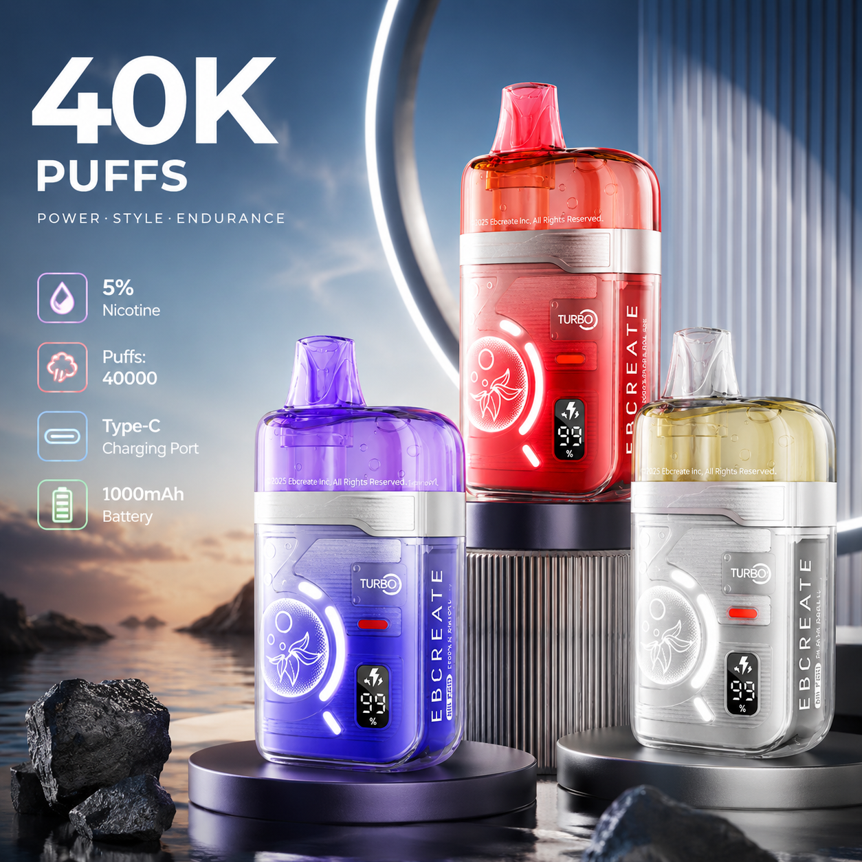 EBCREATE BC PRO 40 000 Bouffées – 5 % de Nicotine
